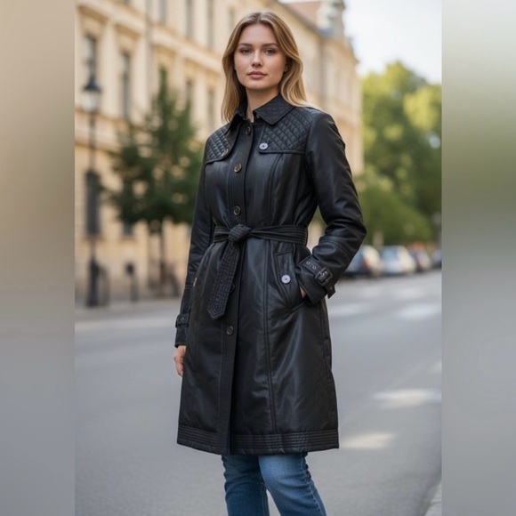 Burberry Black Quilted Trench Coat US size 34 SMALL - Picture 4 of 6